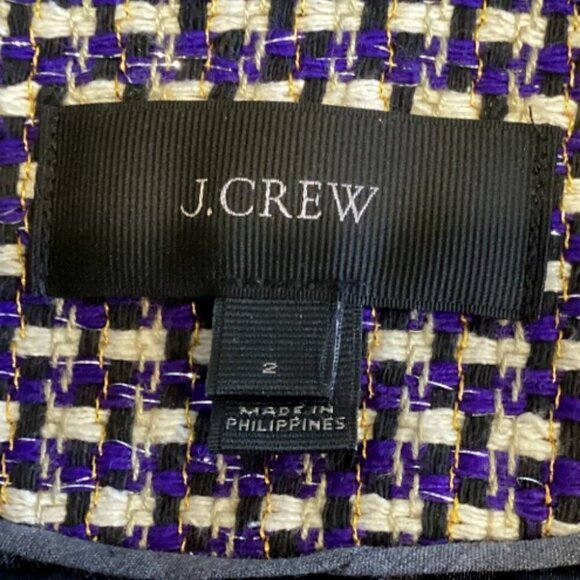 J. Crew Style 96539 Navy Tweed Jacket Sz 2 #164F - Picture 9 of 11